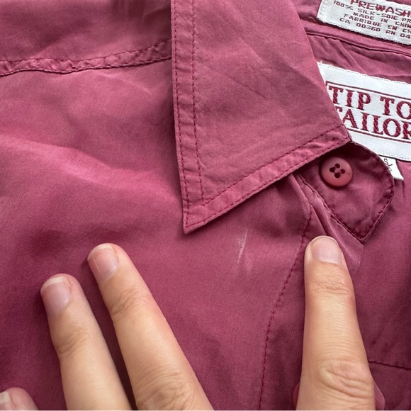 Vintage Tip Top Tailors 100% Silk Pink Safari Shirt - S - Picture 14 of 16